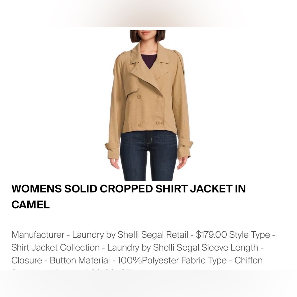 Laundry By Shelli Segal Cropped Shirt Jacket in camel - Picture 10 of 11